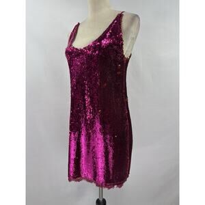 Intimately Free People Seeing Double Sequin Dress Medium Purple Fuchsia Gold